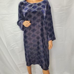 Seasalt Cornwall Viscose Velvet Starburst Floral Purple Shift Dress UK 24 US 2X